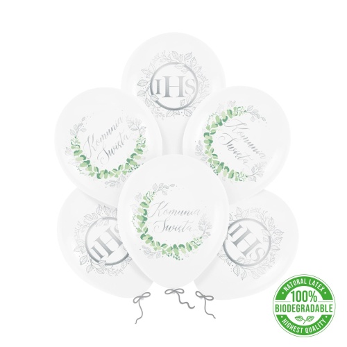 Balony komunijne lateksowe Eukaliptus srebrny.jpg