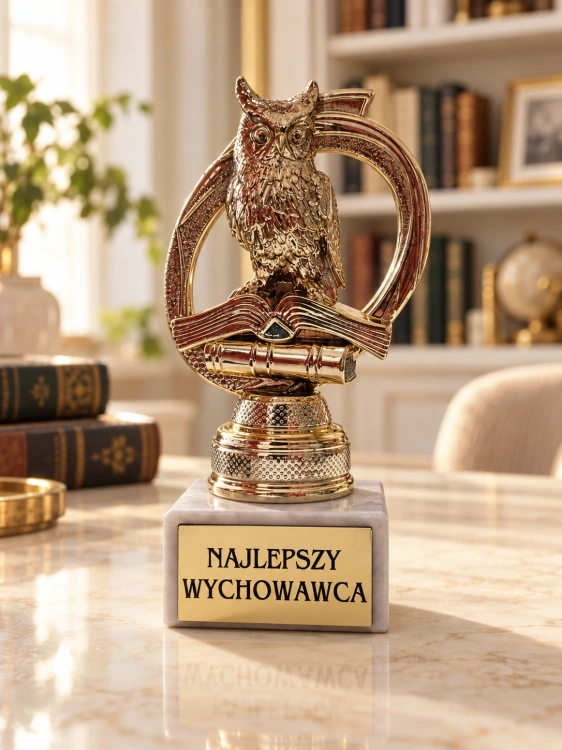 Złota statuetka sowy dla najlepszego wychowawcy.png