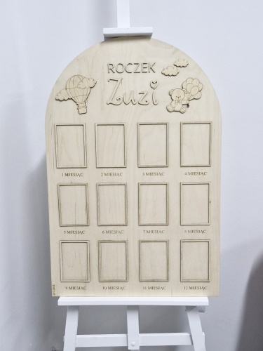 Tablica Roczek do zdjęć DREWNO Miś .jpg