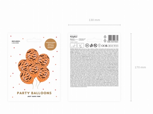 Balony 30cm, Nietoperze, Pastel M. Orange 6szt 1.jpg