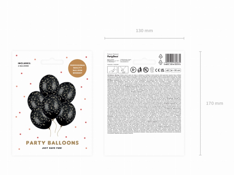 Balony 30 cm, Nietoperze, Pastel Black 6szt. 1.jpg