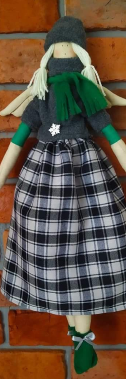Anioł Świąteczny Tilda bawełniany HANDMADE PL zielony 40cm.png