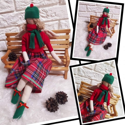 Anioł Świąteczny Tilda bawełniany HANDMADE PL czerwony 40cm 2.jpg
