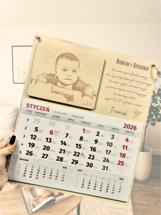 Kalendarz ze zdjęciem DREWNIANY Dla Babci Dziadka 4.png
